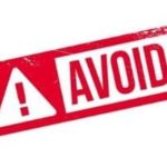 Cautionary sign with "AVOID" and exclamation mark, warning of plumbing issues from rain for B & D Plumbing, Heating & A/C.