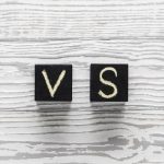 Two black blocks displaying "V" and "S" illustrate residential vs. commercial HVAC systems for B & D Plumbing, Heating & A/C.